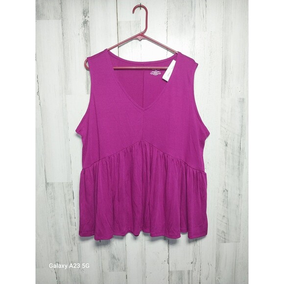 Lane Bryant Womens Swing Tank Plus Size 18/20 Purple Peplum V Neck Sleeveless - Picture 1 of 7
